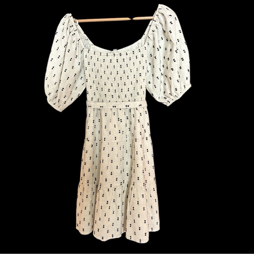 Sim & Sam Milkmaid  Boho Resort Linen Dress  Sz Large NWT